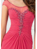 Chiffon Beaded Scoop Neckline V Back Long Prom Dress 